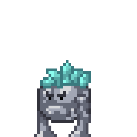 Sentient Rock atacks by propelling itself off the floor and throwing it's fist forward